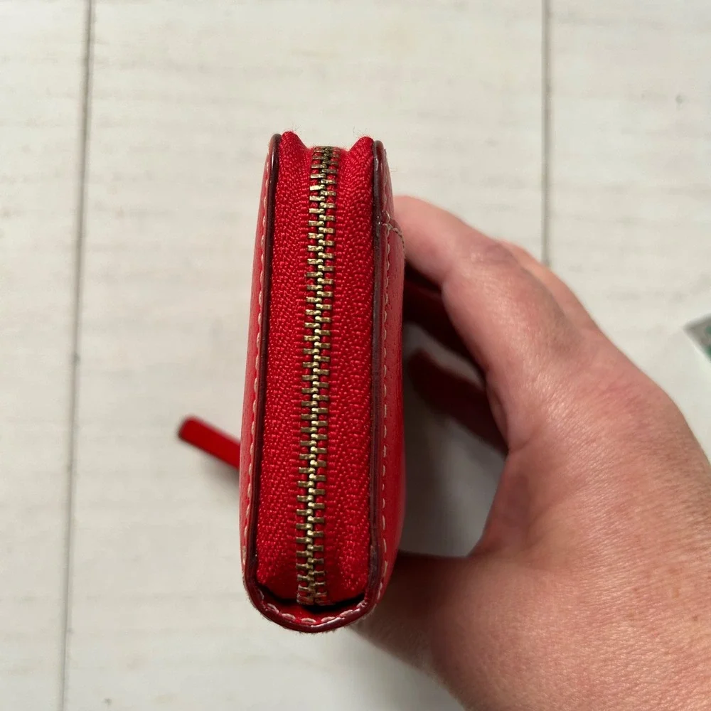 Kate Spade New York Red‎ Leather Zip Around Small Wallet Card Holder